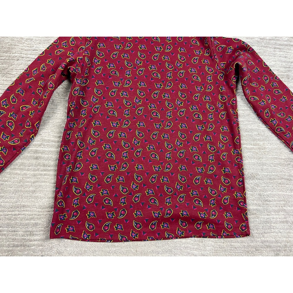 Youngland Turtleneck Women M Burgundy Paisley Floral Vintage 90s Long Sleeve Top - Picture 4 of 14